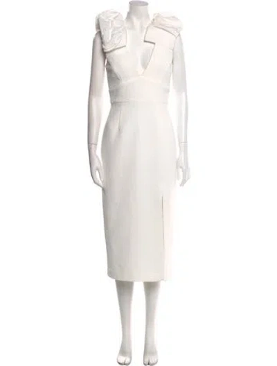 Pre-owned Rebecca Vallance V-neck Long Dress In Neutral