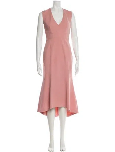 Pre-owned Rebecca Vallance V-neck Long Dress In Pink