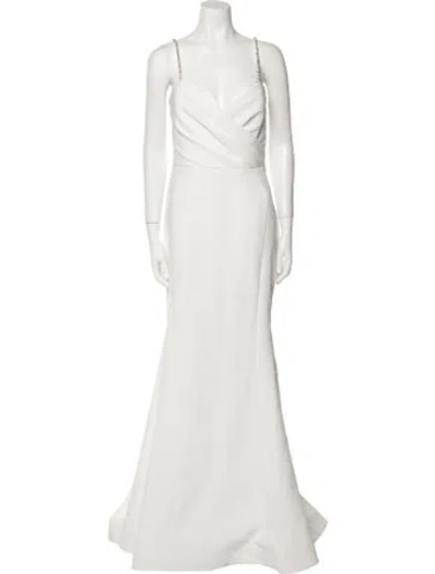 Pre-owned Rebecca Vallance V-neck Long Dress W/ Tags In White