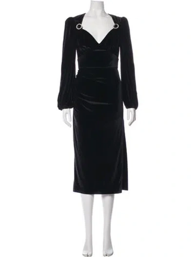 Pre-owned Rebecca Vallance V-neck Midi Length Dress In Blue