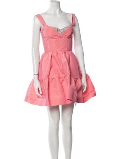 Pre-owned Rebecca Vallance V-neck Mini Dress In Pink