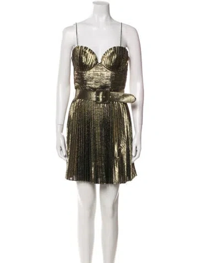 Pre-owned Rebecca Vallance V-neck Mini Dress W/ Tags In Gold