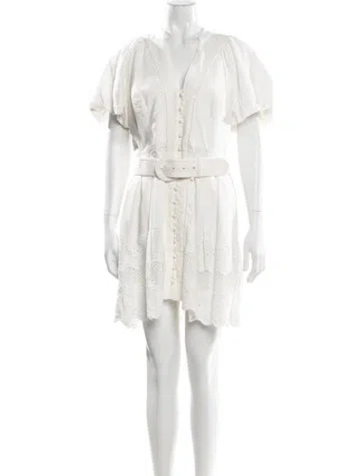Pre-owned Rebecca Vallance V-neck Mini Dress In White