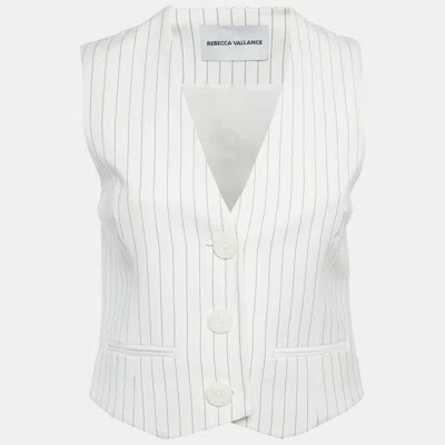 Pre-owned Rebecca Vallance White Pinstripe Crepe Vest S