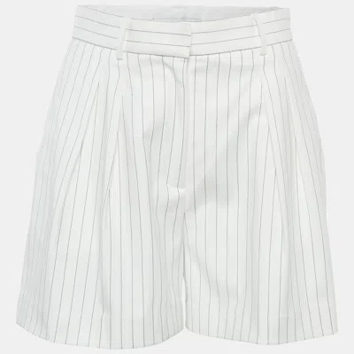 Pre-owned Rebecca Vallance White Pinstriped Crepe Shorts S