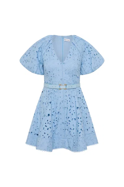 Rebecca Vallance Puff-sleeve Mini Dress In Blue