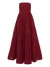Rebecca Vallance Willow Strapless Ruffled Gown In Red