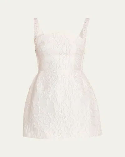 Rebecca Vallance Winslet Embossed Jacquard Mini Dress In Ivory