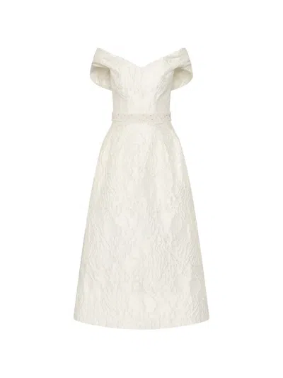 Rebecca Vallance Bridal Winslet Jacquard Midi Dress In White