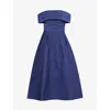 Rebecca Vallance Helene Textured Off-shoulder Gown In Blue