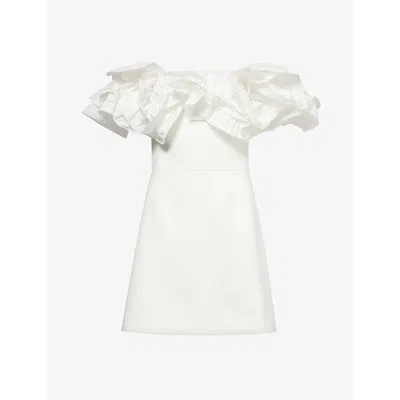 Rebecca Vallance Womens Ivory Tessa Corsage-trim Stretch-crepe Mini Dress