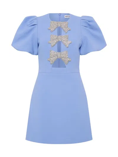 Rebecca Vallance Women's Juliana Puff-sleeve Bow Minidress In Blue