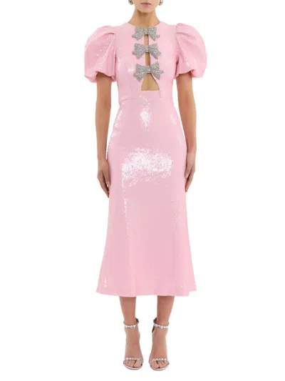 Rebecca Vallance Women's Lydia Bow-accented Sequined Midi-dress In Pink