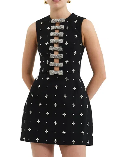 Rebecca Vallance Women's Piper Embellished Bow Stretch-crepe Minidress In Black