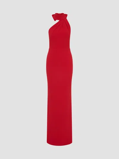 Rebecca Vallance Raziel Bow-detailed Crepe Gown In Red