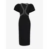 Rebecca Vallance Nyx Crystal-embellished Cutout Crepe Midi Dress In Black