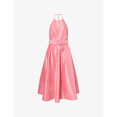 Rebecca Vallance Womens Maple Halterneck Woven Midi Dress Bubblegum In Pink