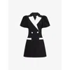 Rebecca Vallance Womens Black And White Emma Puffed-sleeves Stretch-woven Mini Dress In Black