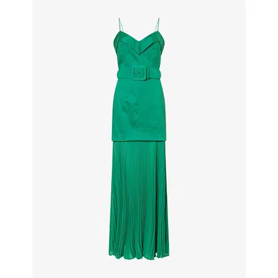 Rebecca Vallance Womens Bailey Pleated Stretch-woven Maxi Dress Green