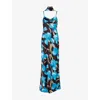 Rebecca Vallance Womens Ingrid Draped Woven Gown Print In Blue