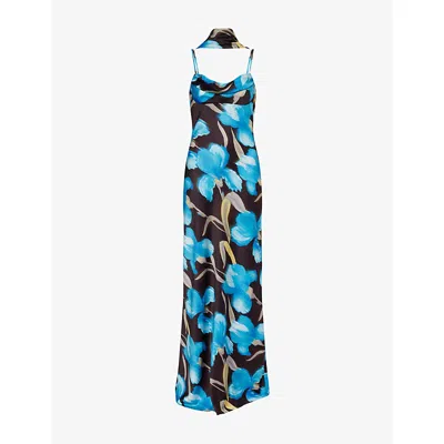 Rebecca Vallance Womens Ingrid Draped Woven Gown Print