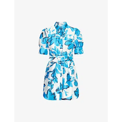 Rebecca Vallance Womens Print Sapphira Belted Woven Mini Dress In Animal Print