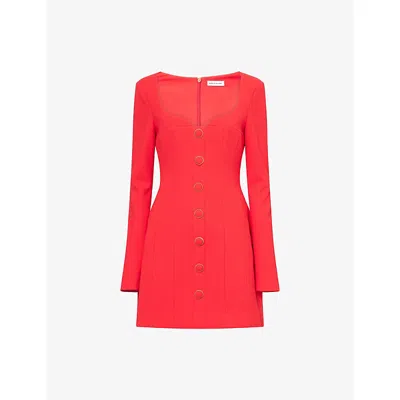 Rebecca Vallance Womens Red Cameron Long-sleeves Stretch-woven Mini Dress