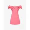 Rebecca Vallance Womens Rogue Red Posey Off-the-shoulder Stretch-crepe Mini Dress In Rogue Red