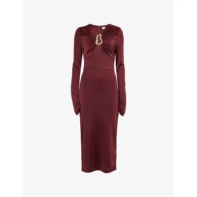 Rebecca Vallance Womens Wine Mischa Stretch-woven Midi Dress In Red