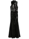 Rebecca Vallance Lena Bow-detail Sequined Gown In Black