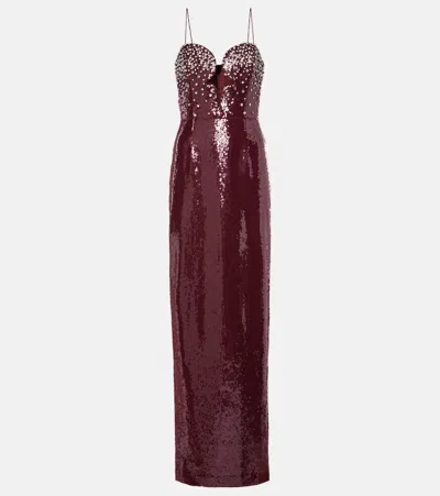Rebecca Vallance X Nicky Hilton Zelda Sequined Gown In Red