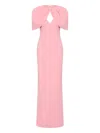 Rebecca Vallance Xena Petal-sleeve Keyhole Gown In Pink