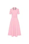Rebecca Vallance Embellished-collar Belted Dress In Pink
