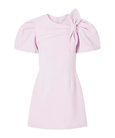 Rebecca Vallance Yolanda Bow-detail Puff-sleeve Mini Dress In Pink