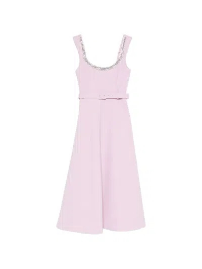 Rebecca Vallance Yolanda Belted Crystal-embellished Crepe Midi Dress In Purple