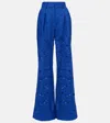Rebecca Vallance Zaffre Broderie Anglaise Cotton Flared Pants In Blue