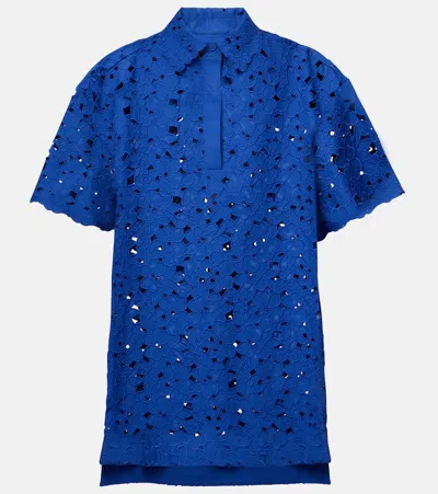 Rebecca Vallance Zaffre Broderie Anglaise Cotton Shirt In Blue