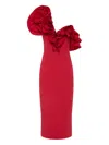 Rebecca Vallance Zarya Ruffle-detail Midi Dress In Red