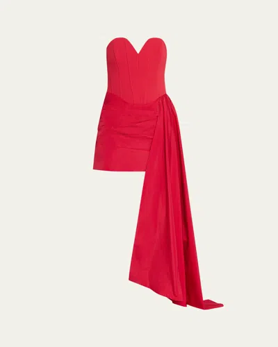 Rebecca Vallance Zarya Strapless Draped Bustier Mini Dress In Red