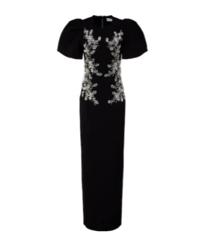 Rebecca Vallance Zephyr Embellished Crepe Gown In Black