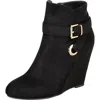 Rebel By Zigi Keylie Womens Faux Suede Asymmetrical Wedge Boots In Black