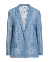 Rebel Queen By Liu •jo Woman Blazer Azure Size L Polyamide, Viscose, Cotton, Polyester
