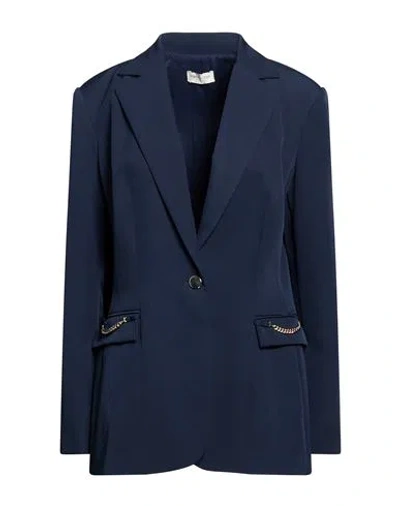 Rebel Queen By Liu •jo Woman Blazer Navy Size 8 Polyester, Elastane In Blue