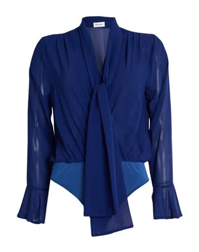 Rebel Queen By Liu •jo Woman Bodysuit Bright Blue Size L Polyester