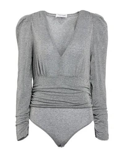 Rebel Queen By Liu •jo Woman Bodysuit Grey Size L Viscose, Polyester, Polyamide, Elastane In Gray