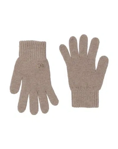 Rebel Queen By Liu •jo Woman Gloves Sand Size Onesize Polyamide, Viscose, Wool, Cashmere In Neutral