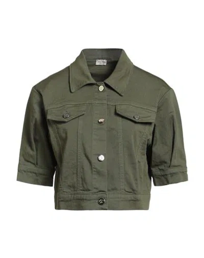 Rebel Queen By Liu •jo Woman Jacket Military Green Size L Cotton, Elastane