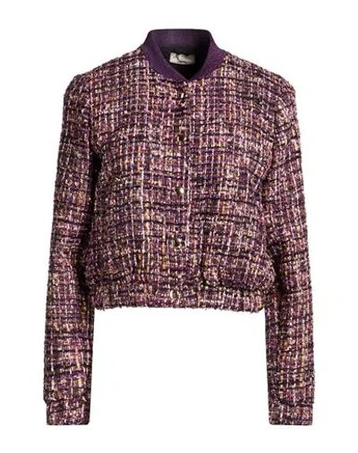 Rebel Queen By Liu •jo Woman Jacket Plum Size 8 Polyester, Viscose, Acrylic In Multi