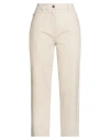 Rebel Queen By Liu •jo Woman Jeans Cream Size M Cotton, Linen In Neutral