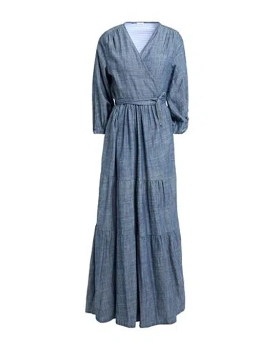 Rebel Queen By Liu •jo Woman Maxi Dress Navy Size L Cotton, Linen In Blue